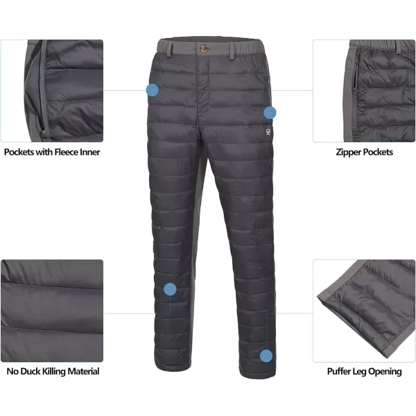 Little Donkey Andy Men's Lightweight Puffy Pants Puffer Quilted Ski Insulation Pants for Winter Snow
