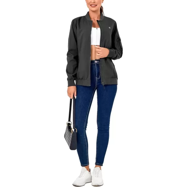 imageLittle Donkey Andy Womens Bomber Jacket Lightweight Casual Cycling Windbreaker Jackets with PocketsBlack