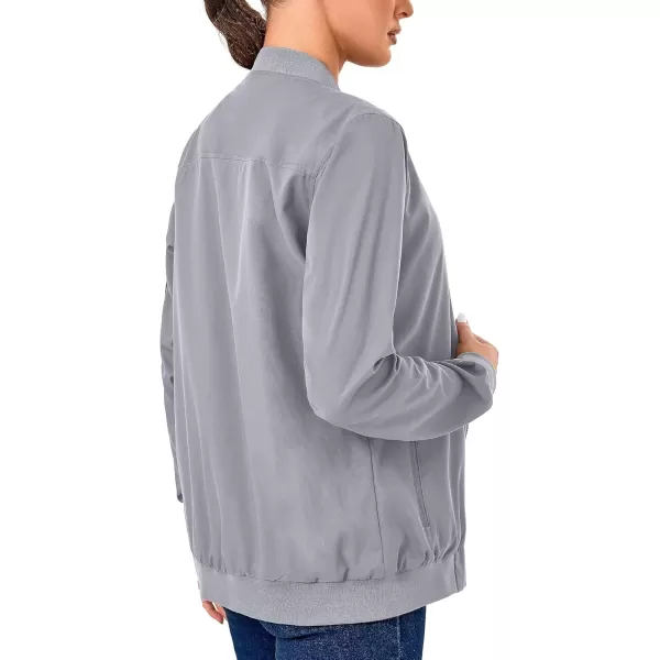 imageLittle Donkey Andy Womens Bomber Jacket Lightweight Casual Cycling Windbreaker Jackets with PocketsGrey