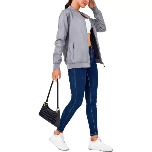 imageLittle Donkey Andy Womens Bomber Jacket Lightweight Casual Cycling Windbreaker Jackets with PocketsGrey
