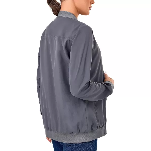 imageLittle Donkey Andy Womens Bomber Jacket Lightweight Casual Cycling Windbreaker Jackets with PocketsGrey B