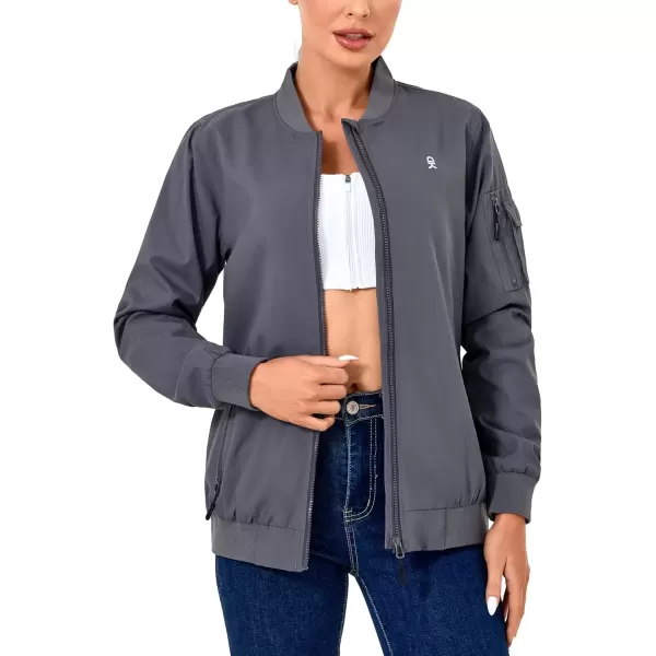imageLittle Donkey Andy Womens Bomber Jacket Lightweight Casual Cycling Windbreaker Jackets with PocketsGrey B