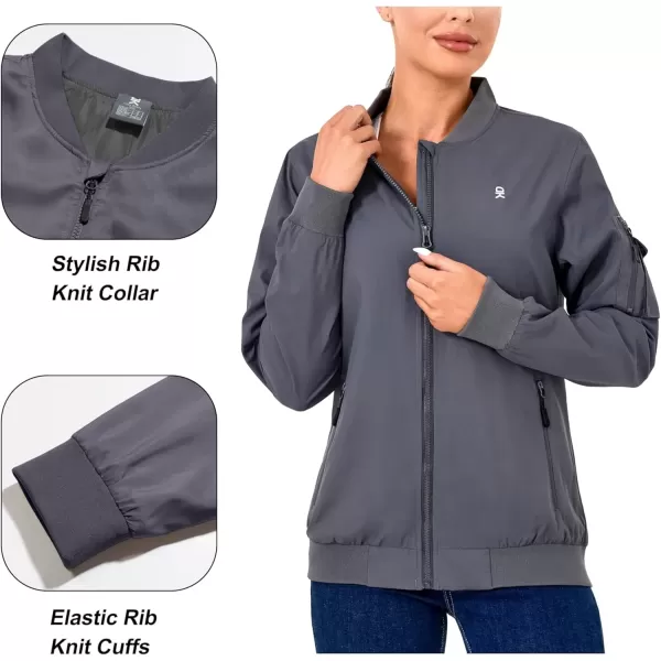 imageLittle Donkey Andy Womens Bomber Jacket Lightweight Casual Cycling Windbreaker Jackets with PocketsGrey B