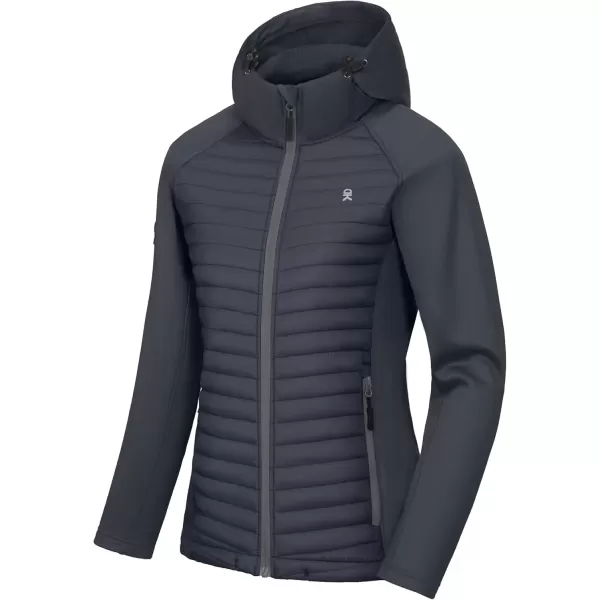 imageLittle Donkey Andy Womens Insulated Hiking Jacket Thermal Running Hybrid Jacket Lightweight Breathable and WarmHoodedgray