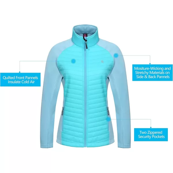 imageLittle Donkey Andy Womens Insulated Hiking Jacket Thermal Running Hybrid Jacket Lightweight Breathable and WarmUpgrade Blue Radiance
