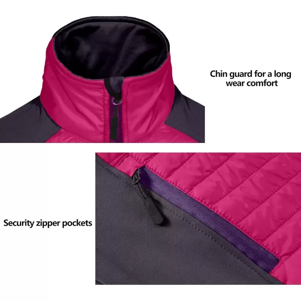imageLittle Donkey Andy Womens Insulated Hiking Jacket Thermal Running Hybrid Jacket Lightweight Breathable and WarmUpgrade Rose