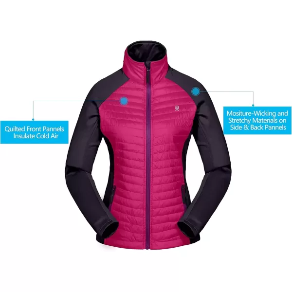 imageLittle Donkey Andy Womens Insulated Hiking Jacket Thermal Running Hybrid Jacket Lightweight Breathable and WarmUpgrade Rose