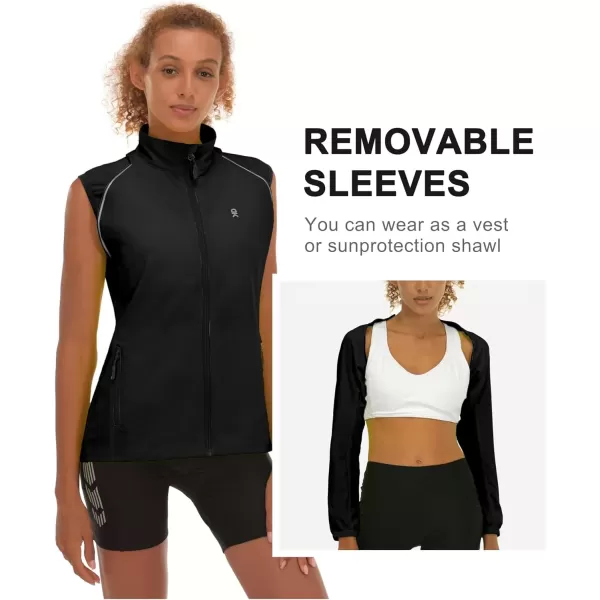 imageLittle Donkey Andy Womens Lightweight Waterproof Cycling Jacket with Removable Sleeves for Biking Running GolfBlack