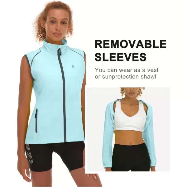 imageLittle Donkey Andy Womens Lightweight Waterproof Cycling Jacket with Removable Sleeves for Biking Running GolfBlue Glow