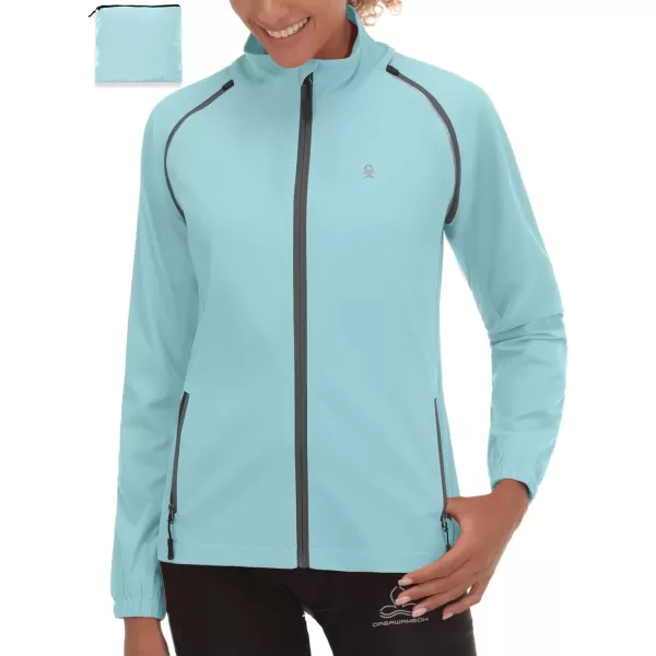 imageLittle Donkey Andy Womens Lightweight Waterproof Cycling Jacket with Removable Sleeves for Biking Running GolfBlue Glow