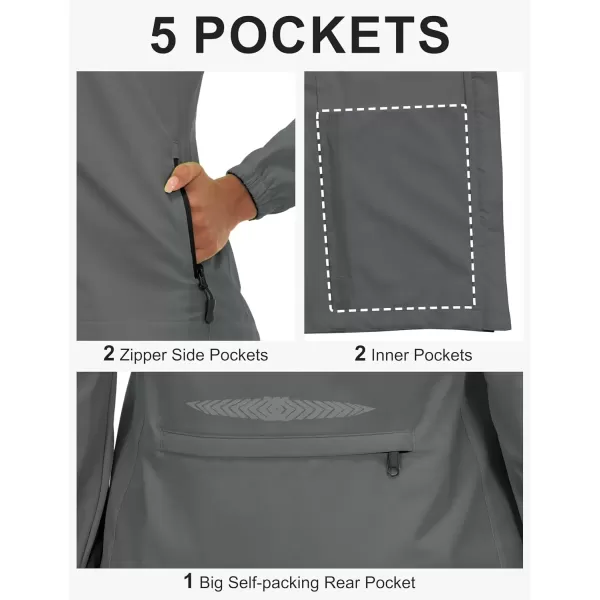 imageLittle Donkey Andy Womens Lightweight Waterproof Cycling Jacket with Removable Sleeves for Biking Running GolfDark Gray