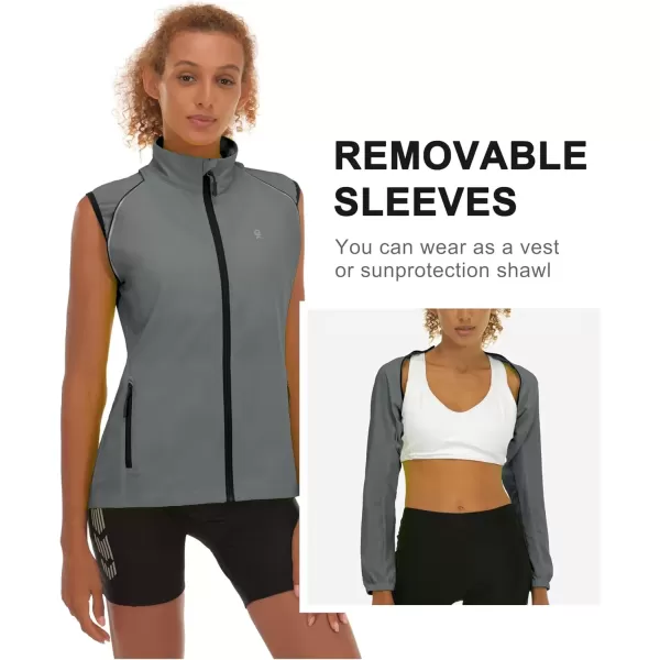 imageLittle Donkey Andy Womens Lightweight Waterproof Cycling Jacket with Removable Sleeves for Biking Running GolfDark Gray