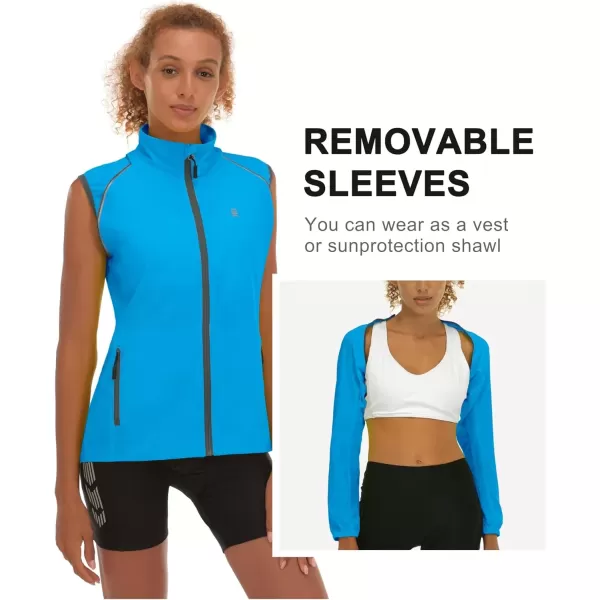 imageLittle Donkey Andy Womens Lightweight Waterproof Cycling Jacket with Removable Sleeves for Biking Running GolfDresden Blue