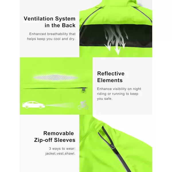 imageLittle Donkey Andy Womens Lightweight Waterproof Cycling Jacket with Removable Sleeves for Biking Running GolfFluorescent Yellow