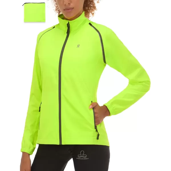 imageLittle Donkey Andy Womens Lightweight Waterproof Cycling Jacket with Removable Sleeves for Biking Running GolfFluorescent Yellow