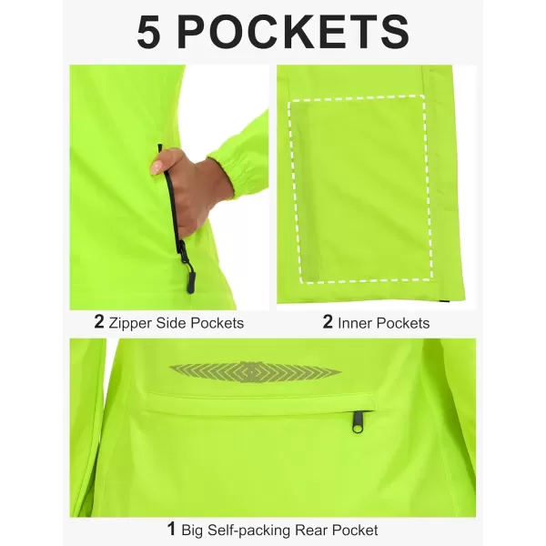 imageLittle Donkey Andy Womens Lightweight Waterproof Cycling Jacket with Removable Sleeves for Biking Running GolfFluorescent Yellow