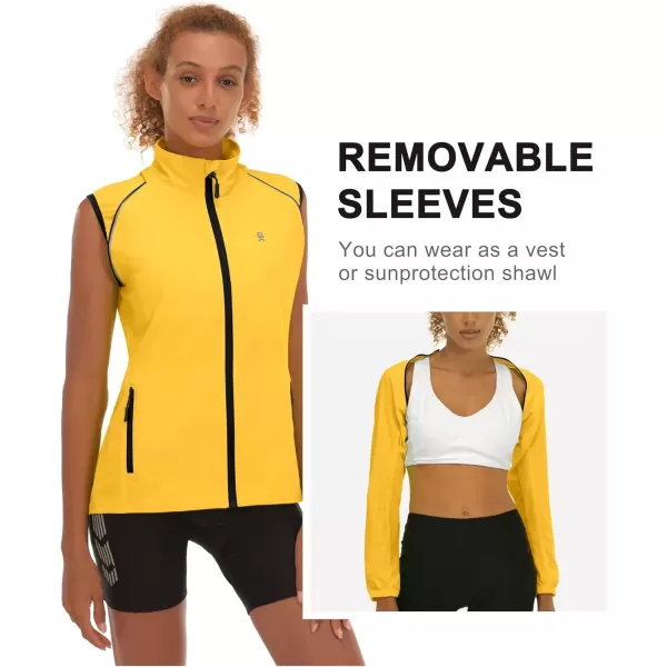 imageLittle Donkey Andy Womens Lightweight Waterproof Cycling Jacket with Removable Sleeves for Biking Running GolfGolden Rod