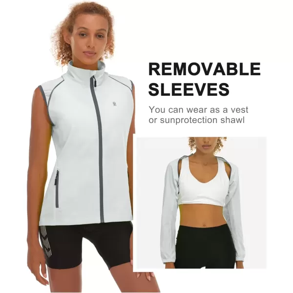 imageLittle Donkey Andy Womens Lightweight Waterproof Cycling Jacket with Removable Sleeves for Biking Running GolfLight Gray