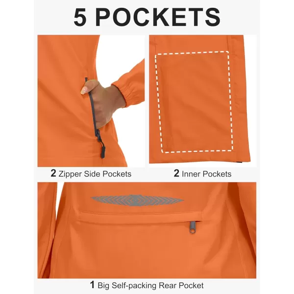imageLittle Donkey Andy Womens Lightweight Waterproof Cycling Jacket with Removable Sleeves for Biking Running GolfOrange