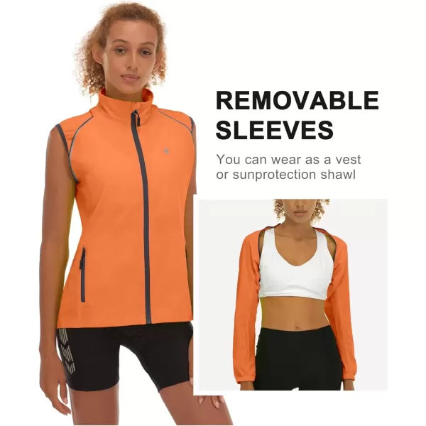 imageLittle Donkey Andy Womens Lightweight Waterproof Cycling Jacket with Removable Sleeves for Biking Running GolfOrange