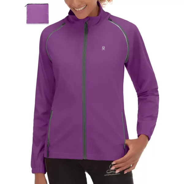 imageLittle Donkey Andy Womens Lightweight Waterproof Cycling Jacket with Removable Sleeves for Biking Running GolfPurple