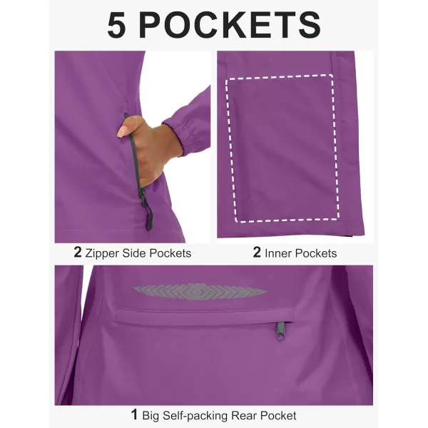 imageLittle Donkey Andy Womens Lightweight Waterproof Cycling Jacket with Removable Sleeves for Biking Running GolfPurple