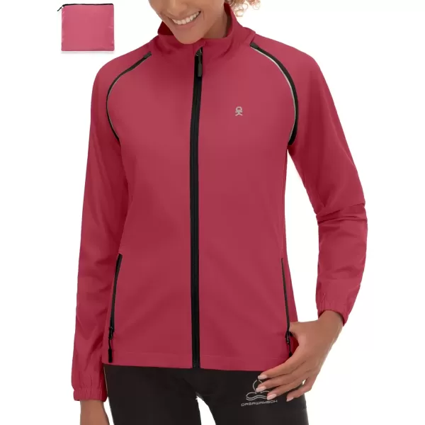 imageLittle Donkey Andy Womens Lightweight Waterproof Cycling Jacket with Removable Sleeves for Biking Running GolfRed