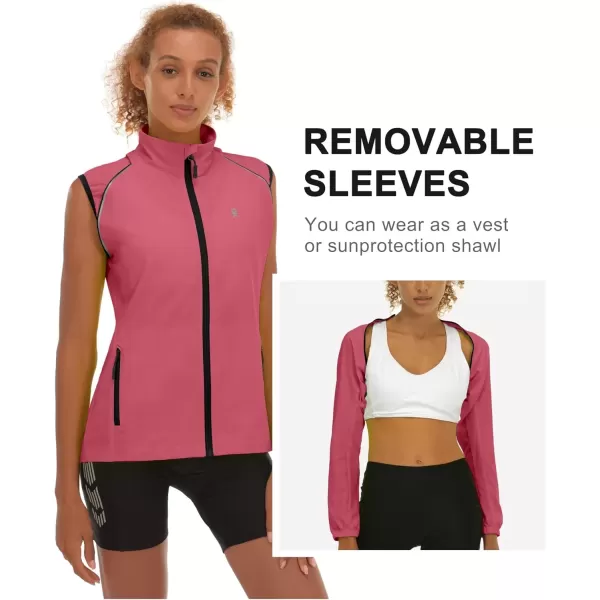 imageLittle Donkey Andy Womens Lightweight Waterproof Cycling Jacket with Removable Sleeves for Biking Running GolfRed