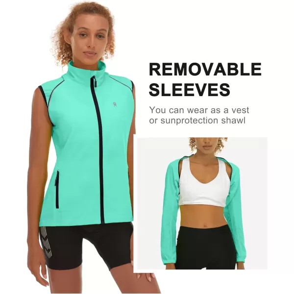 imageLittle Donkey Andy Womens Lightweight Waterproof Cycling Jacket with Removable Sleeves for Biking Running GolfSeafoam