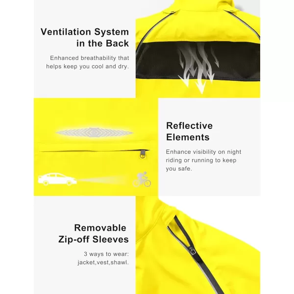imageLittle Donkey Andy Womens Lightweight Waterproof Cycling Jacket with Removable Sleeves for Biking Running GolfYellow