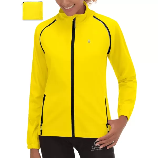 imageLittle Donkey Andy Womens Lightweight Waterproof Cycling Jacket with Removable Sleeves for Biking Running GolfYellow