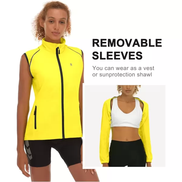 imageLittle Donkey Andy Womens Lightweight Waterproof Cycling Jacket with Removable Sleeves for Biking Running GolfYellow