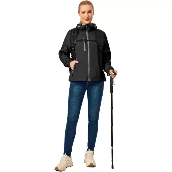 imageLittle Donkey Andy Womens Lightweight Windbreaker Zip Up Windproof Outerwear Jacket for Hiking Travel CyclingBlack