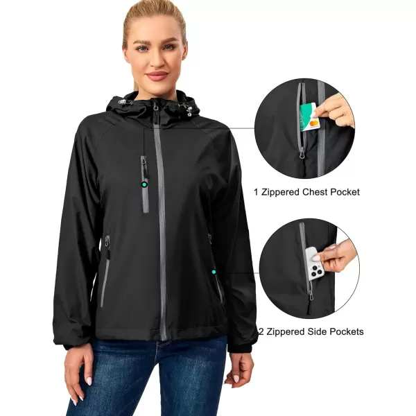 imageLittle Donkey Andy Womens Lightweight Windbreaker Zip Up Windproof Outerwear Jacket for Hiking Travel CyclingBlack