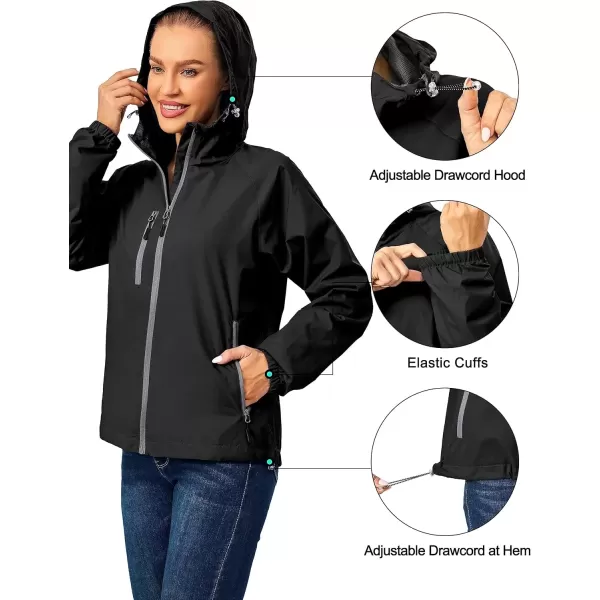 imageLittle Donkey Andy Womens Lightweight Windbreaker Zip Up Windproof Outerwear Jacket for Hiking Travel CyclingBlack
