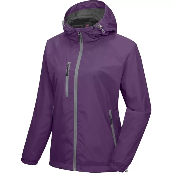 imageLittle Donkey Andy Womens Lightweight Windbreaker Zip Up Windproof Outerwear Jacket for Hiking Travel CyclingPurple