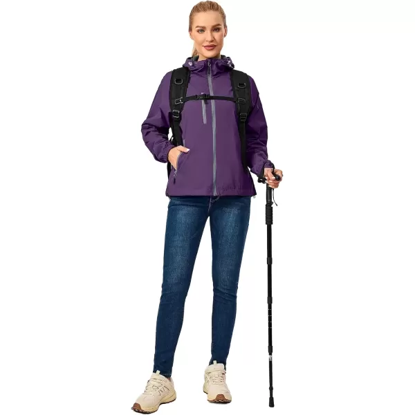 imageLittle Donkey Andy Womens Lightweight Windbreaker Zip Up Windproof Outerwear Jacket for Hiking Travel CyclingPurple
