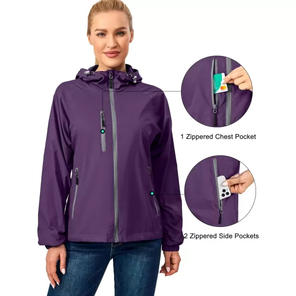 imageLittle Donkey Andy Womens Lightweight Windbreaker Zip Up Windproof Outerwear Jacket for Hiking Travel CyclingPurple