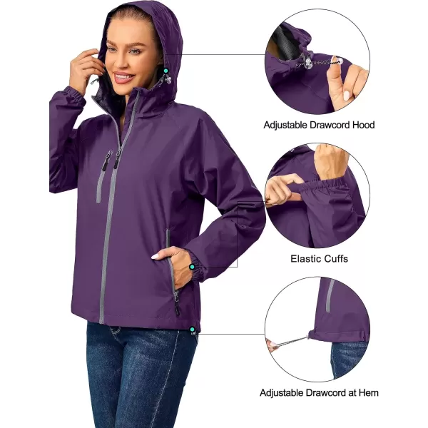 imageLittle Donkey Andy Womens Lightweight Windbreaker Zip Up Windproof Outerwear Jacket for Hiking Travel CyclingPurple