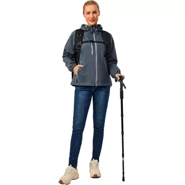 imageLittle Donkey Andy Womens Lightweight Windbreaker Zip Up Windproof Outerwear Jacket for Hiking Travel CyclingSteel Grey