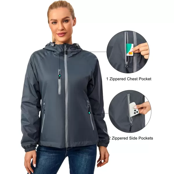imageLittle Donkey Andy Womens Lightweight Windbreaker Zip Up Windproof Outerwear Jacket for Hiking Travel CyclingSteel Grey