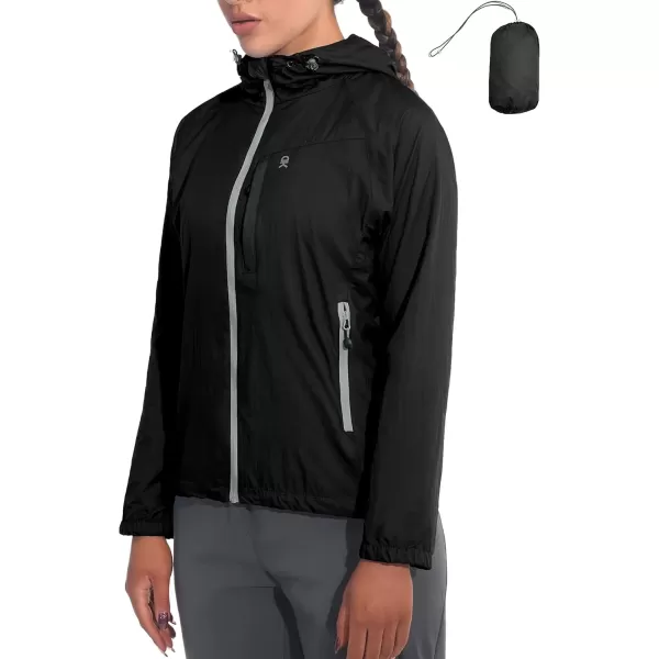 imageLittle Donkey Andy Womens Packable Lightweight Hooded Jacket Windproof Windbreaker with Recycled InsulationBlack
