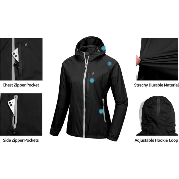imageLittle Donkey Andy Womens Packable Lightweight Hooded Jacket Windproof Windbreaker with Recycled InsulationBlack