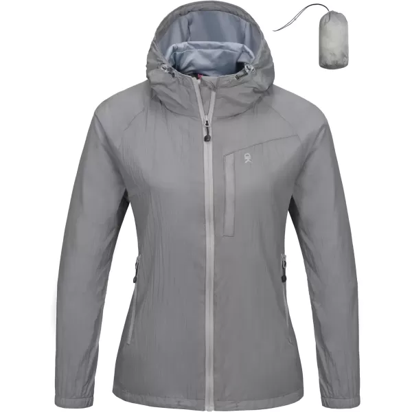 imageLittle Donkey Andy Womens Packable Lightweight Hooded Jacket Windproof Windbreaker with Recycled InsulationGrey