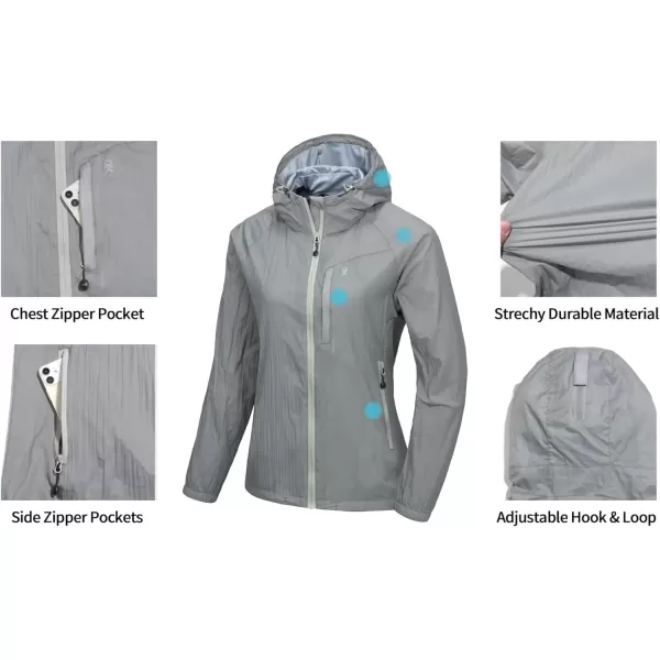 imageLittle Donkey Andy Womens Packable Lightweight Hooded Jacket Windproof Windbreaker with Recycled InsulationGrey