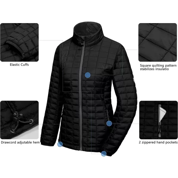 imageLittle Donkey Andy Womens Puffer Jacket Lightweight Warm Hiking Jacket with PostConsumer Synthetic InsulationBlack