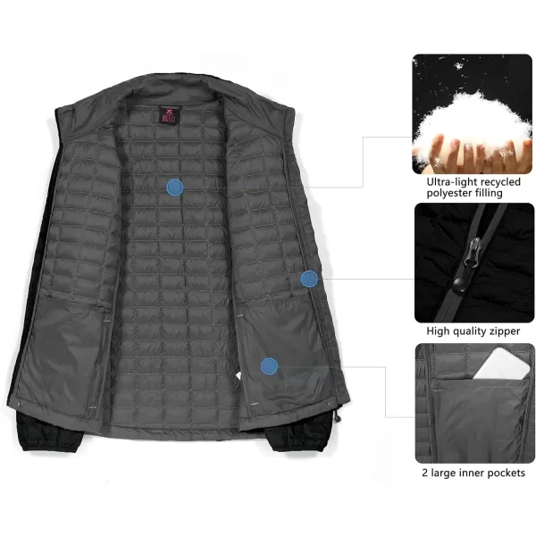 imageLittle Donkey Andy Womens Puffer Jacket Lightweight Warm Hiking Jacket with PostConsumer Synthetic InsulationBlack