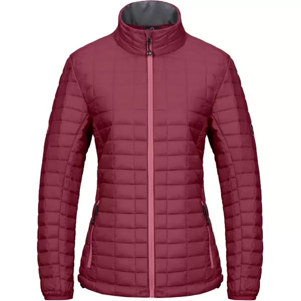 imageLittle Donkey Andy Womens Puffer Jacket Lightweight Warm Hiking Jacket with PostConsumer Synthetic InsulationDark Red