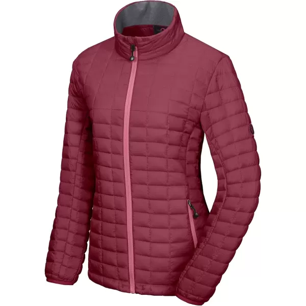 imageLittle Donkey Andy Womens Puffer Jacket Lightweight Warm Hiking Jacket with PostConsumer Synthetic InsulationDark Red