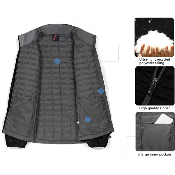 imageLittle Donkey Andy Womens Puffer Jacket Lightweight Warm Hiking Jacket with PostConsumer Synthetic InsulationUpgrade Black